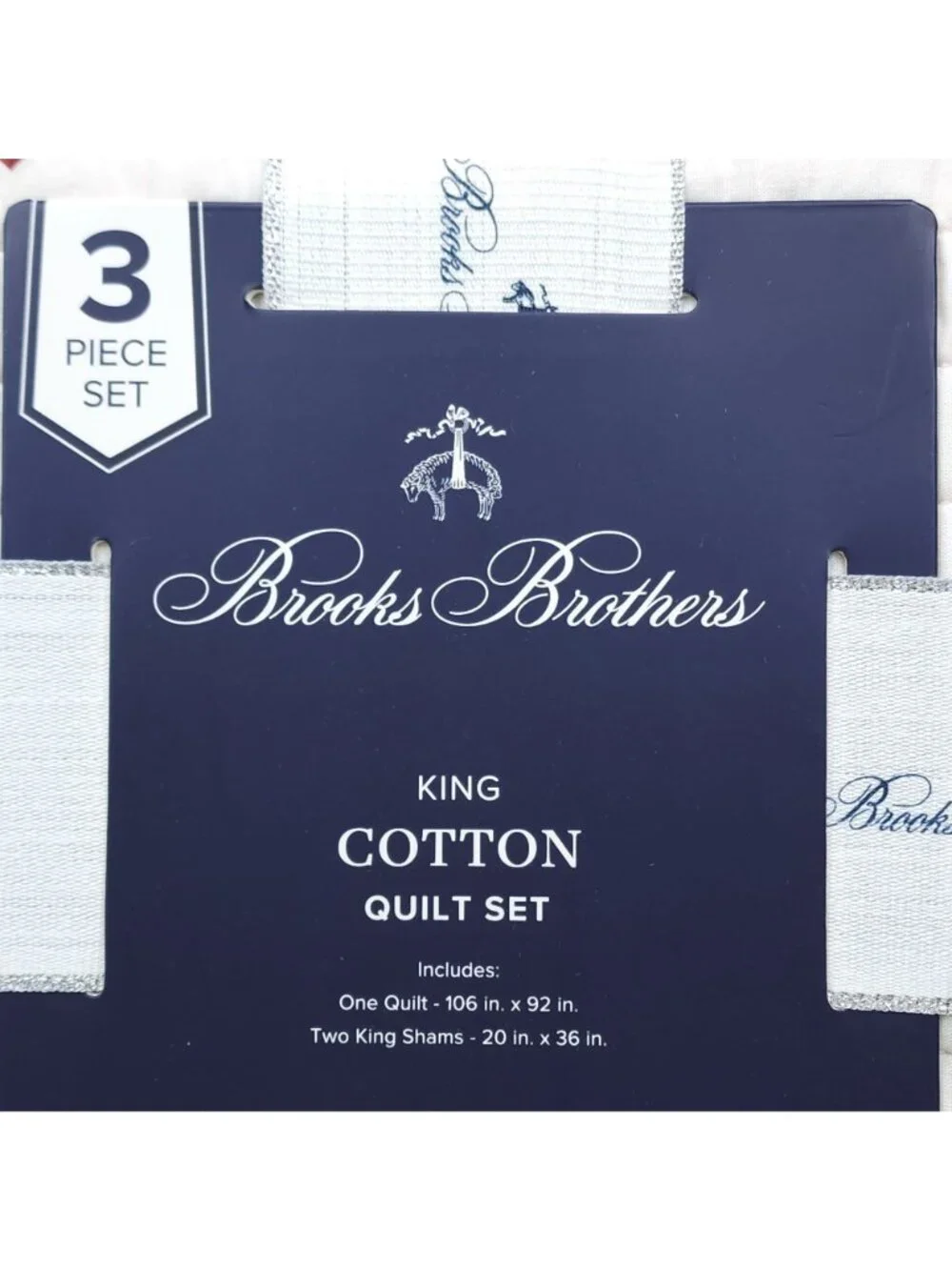 Brooks Brothers 3-Piece King Cotton Quilt Set 2 Shams Red & White Snowflakes